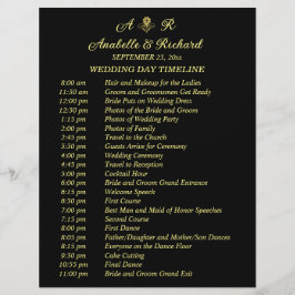 シンプルモノグラムエレガントなウェディングタイムライン チラシ