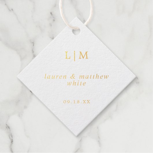 シンプルモノグラムエレガントウェディング フェイバータグ (正面)