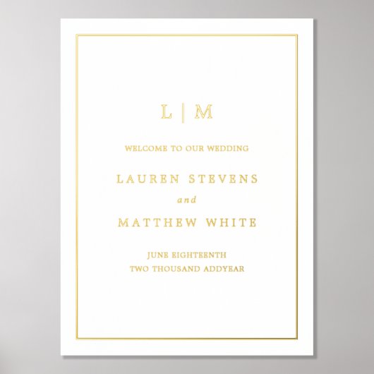 シンプルモノグラムエレガントウェディング 箔ポスター (正面)