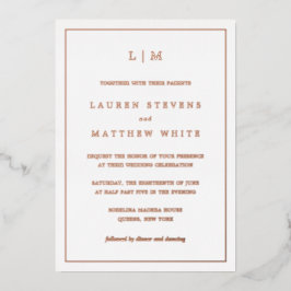 シンプルモノグラムエレガントウェディング 箔招待状