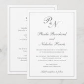 シンプルモノグラムエレガントグレイすべて結婚の 招待状 (正面/裏面)