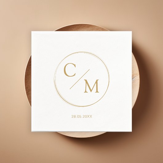 シンプルモノグラムエレガントサービエットナプキンス スタンダードカクテルナプキン