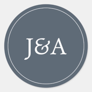 シンプルモノグラムエレガントスモークネイビー封筒用シール ラウンドシール