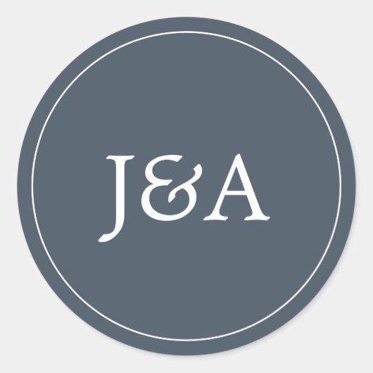 シンプルモノグラムエレガントスモークネイビー封筒用シール ラウンドシール (正面)