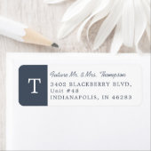 シンプルモノグラムエレガントスモークネイビー差出人住所 ラベル (インサイチュ)