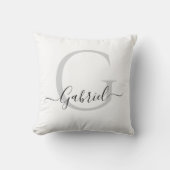 シンプルモノグラムエレガントホワイトブラック クッション (正面)