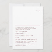 シンプルモノグラムエレガントマルーンブルグンディ結婚ズ 招待状 (正面)