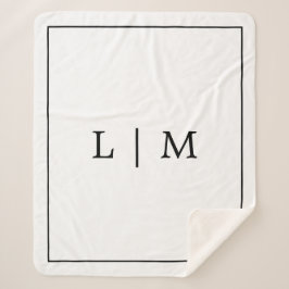 シンプルモノグラムクラシック白黒ミニマリスト シェルパブランケット