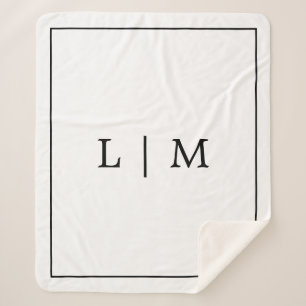 シンプルモノグラムクラシック白黒ミニマリスト シェルパブランケット