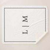 シンプルモノグラムクラシック白黒ミニマリスト シェルパブランケット (正面(横))