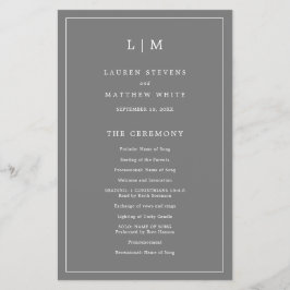 シンプルモノグラムグレーバジェット結婚式 プログラム チラシ