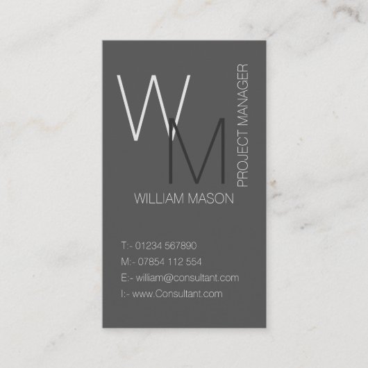 シンプルモノグラムグレープロフェッショナル名刺 名刺 (正面)