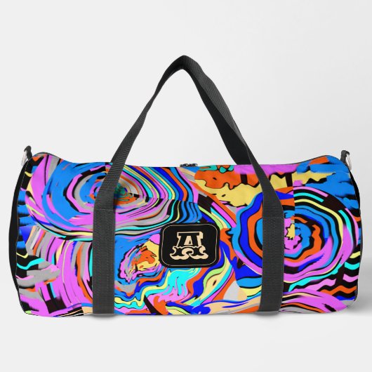 シンプルモノグラムシックパターンスポーツ旅行キャリーオン ダッフルバッグ (正面)