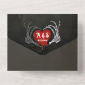 シンプルモノグラムスケルトンQRコード結婚ズ オールインワン招待状 (裏面)