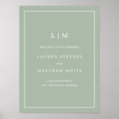 シンプルモノグラムセージエレガントグリーンウェルカム結婚ズ ポスター (正面)