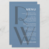 シンプルモノグラムタイポグラフィミニマ結婚リストのメニュー (正面/裏面)