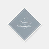 シンプルモノグラムダスティブルーエレガントスクリプ結婚ト スタンダードカクテルナプキン (角)