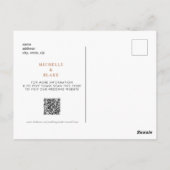 シンプルモノグラムテラコッタ日付を保存QRコード ポストカード (裏面)