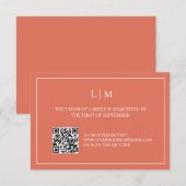 シンプルモノグラムテラコッタQRウェディングRSVPカード サンキューカード (正面/裏面)