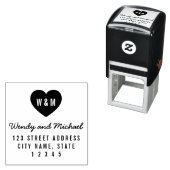 シンプルモノグラムハート対結婚数のアドレス セルフインキングスタンプ (インサイチュ)