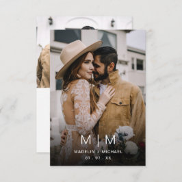 シンプルモノグラムバジェット結婚写真 招待状