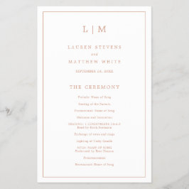 シンプルモノグラムバラ金ゴールド予算結婚式 プログラム チラシ