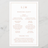 シンプルモノグラムバラ金ゴールド予算結婚式 プログラム チラシ (裏面)