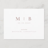 シンプルモノグラムバラ金ゴールド文字保存日付 案内ポストカード (正面)