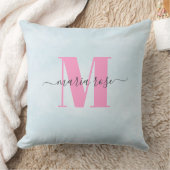 シンプルモノグラムピンクとブルー クッション (ブランケット)