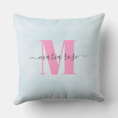 シンプルモノグラムピンクとブルー クッション (裏面)