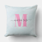 シンプルモノグラムピンクとブルー クッション (正面)