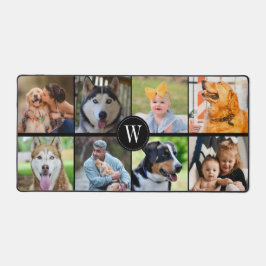 シンプルモノグラムファミリーペット8フォトコラージュカスタム デスクマット