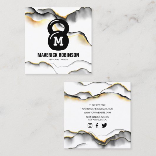 シンプルモノグラムフィットネスコーチ スクエア名刺 (正面/裏面)