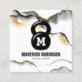 シンプルモノグラムフィットネスコーチ スクエア名刺 (正面)