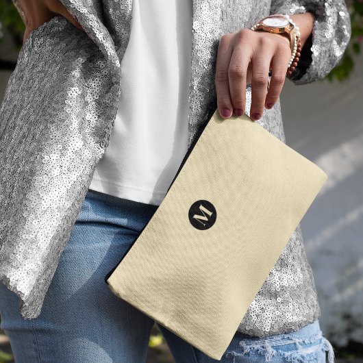 シンプルモノグラムブラック&ベージュニュートラルエレガントホテル アクセサリーポーチ