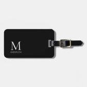 シンプルモノグラムブラック&ホワイトネーム荷物タグ ラゲッジタグ (正面横)