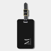 シンプルモノグラムブラック&ホワイトネーム荷物タグ ラゲッジタグ (正面縦)