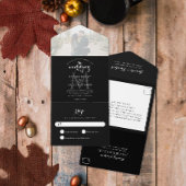 シンプルモノグラムブラック&ホワイトフォト結婚ズ オールインワン招待状