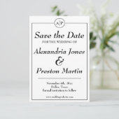 シンプルモノグラムブラック&ホワイト写真保存日時 セーブザデート (スタンド正面)