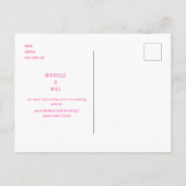 シンプルモノグラムホットピンクウェディング日付IIを保存 案内ポストカード (裏面)