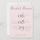 シンプルモノグラムミニマリストベージュブライダルシャワー 招待状 (正面)