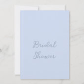 シンプルモノグラムミニマリストボーブルーブライダルシャワー 招待状 (裏面)