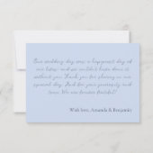 シンプルモノグラムミニマリストボーブルー結婚ズ サンキューカード (裏面)