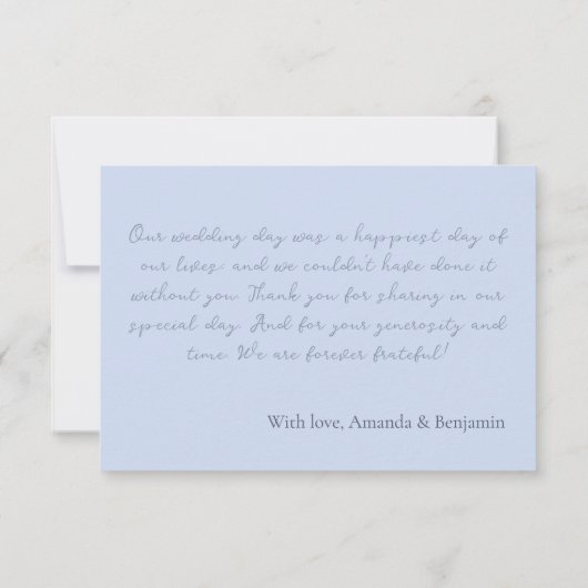 シンプルモノグラムミニマリストボーブルー結婚ズ サンキューカード (裏面)