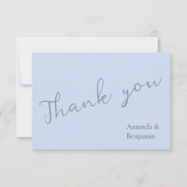シンプルモノグラムミニマリストボーブルー結婚ズ サンキューカード