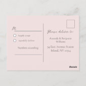 シンプルモノグラムミニマリストミスティバラウェディングRSVP ポストカード (裏面)