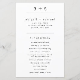 シンプルモノグラムミニマルモダン結婚式 プログラム