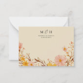 シンプルモノグラムモダンカップル野花ウッドルック ノートカード (正面)