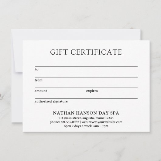 シンプルモノグラムモダンギフト証明書 (正面)