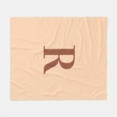 シンプルモノグラムモダンテラコッタベージュ フリースブランケット (正面(横))